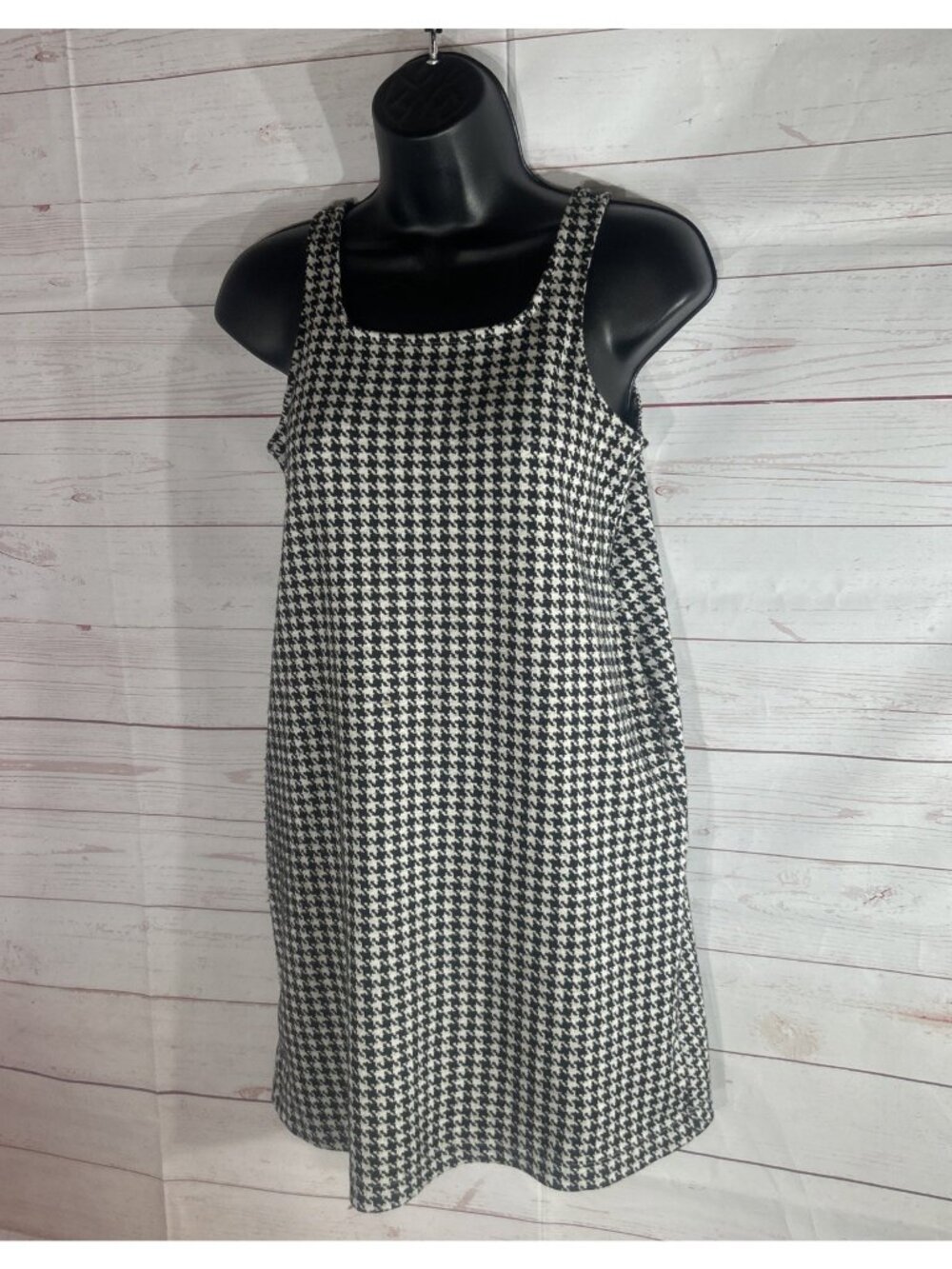 Old Navy Girls Houndstooth Sleeveless Dress Black & White Size XL 14/16 Pockets